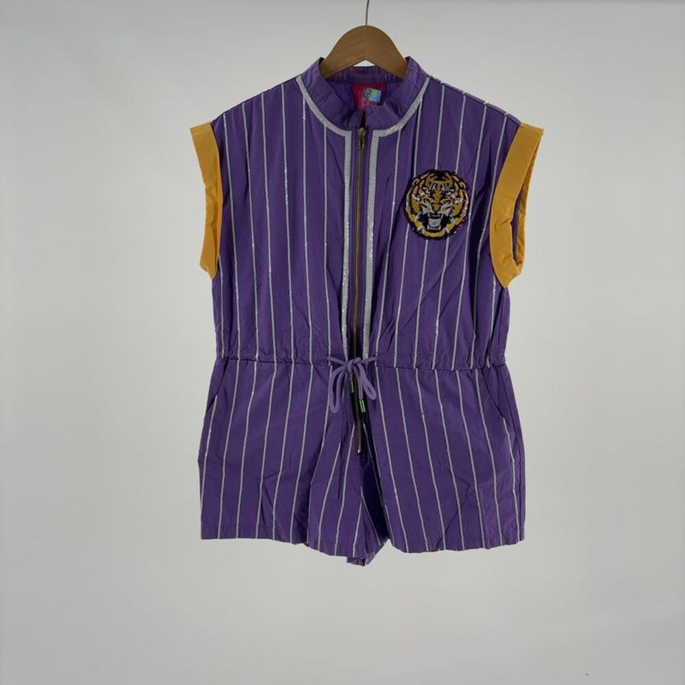 QUEEN OF SPARKLES Purple Striped One-Piece